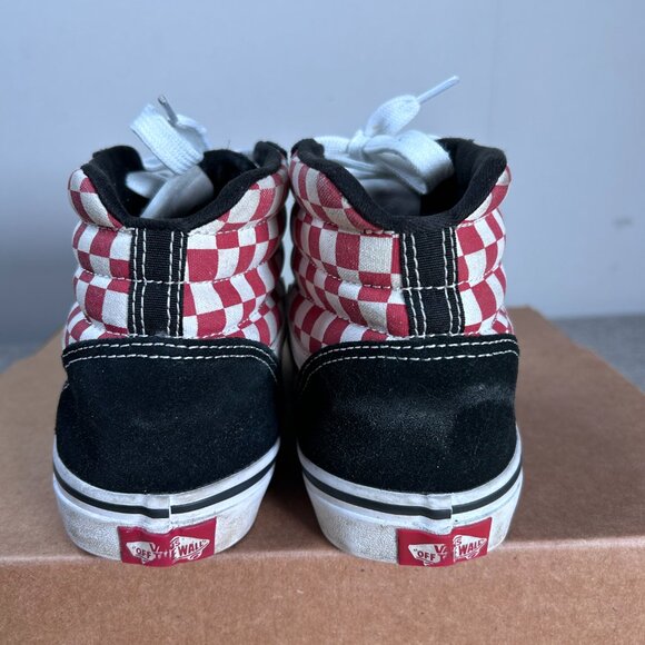 VANS SK8 Hi Shoes Kids Youth 5 Red White Checkered and Black Suede - Picture 11 of 16